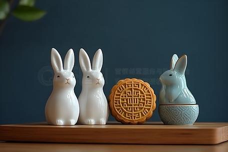 页产品描述绿色陶瓷锅炖鸡粉色兔子耳朵猪头像草地上复古风格兔子捧
